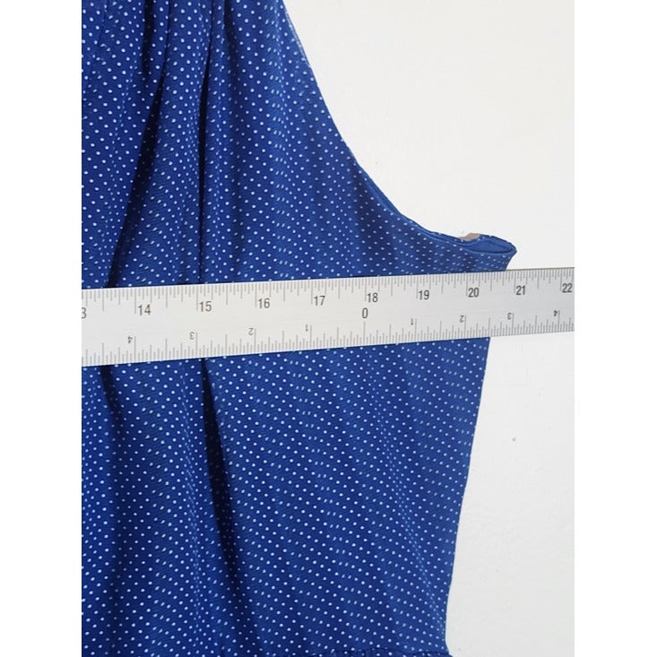 Melonie T Blue Polka Dot Tiered Midi Dress Size 16