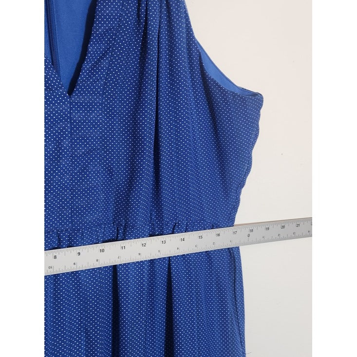 Melonie T Blue Polka Dot Tiered Midi Dress Size 16
