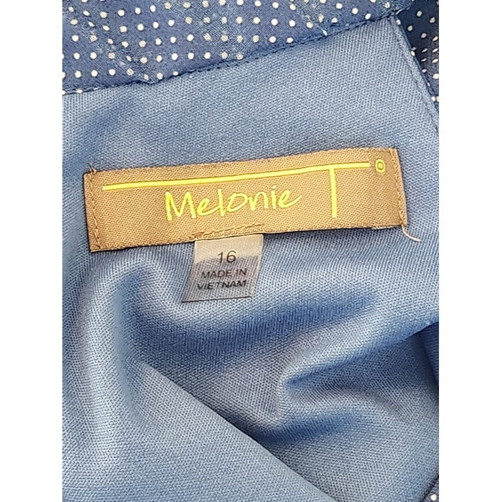 Melonie T Blue Polka Dot Tiered Midi Dress Size 16