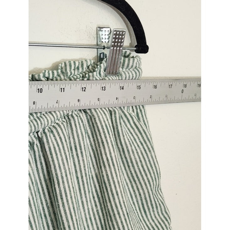 Universal Thread Green and Off-White Stripe Linen Blend Pull On Shorts Sz Medium