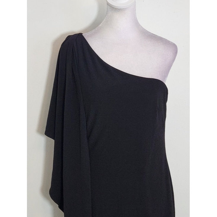 London Times Black One Shoulder Mini Cocktail Dress Size 8