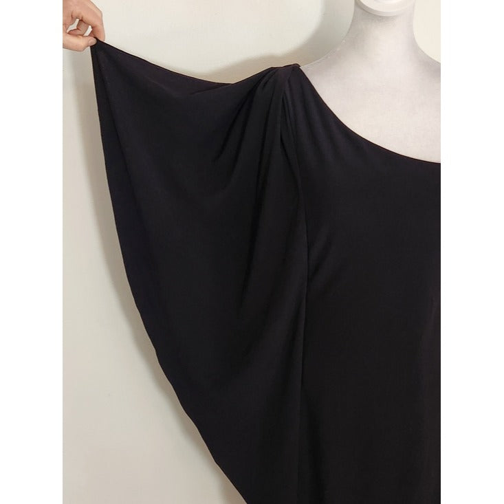 London Times Black One Shoulder Mini Cocktail Dress Size 8