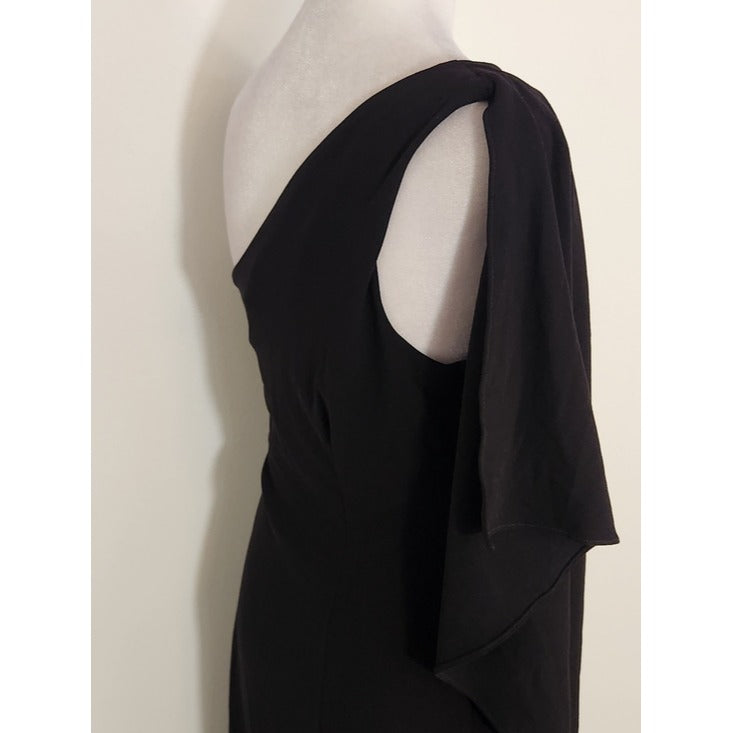 London Times Black One Shoulder Mini Cocktail Dress Size 8