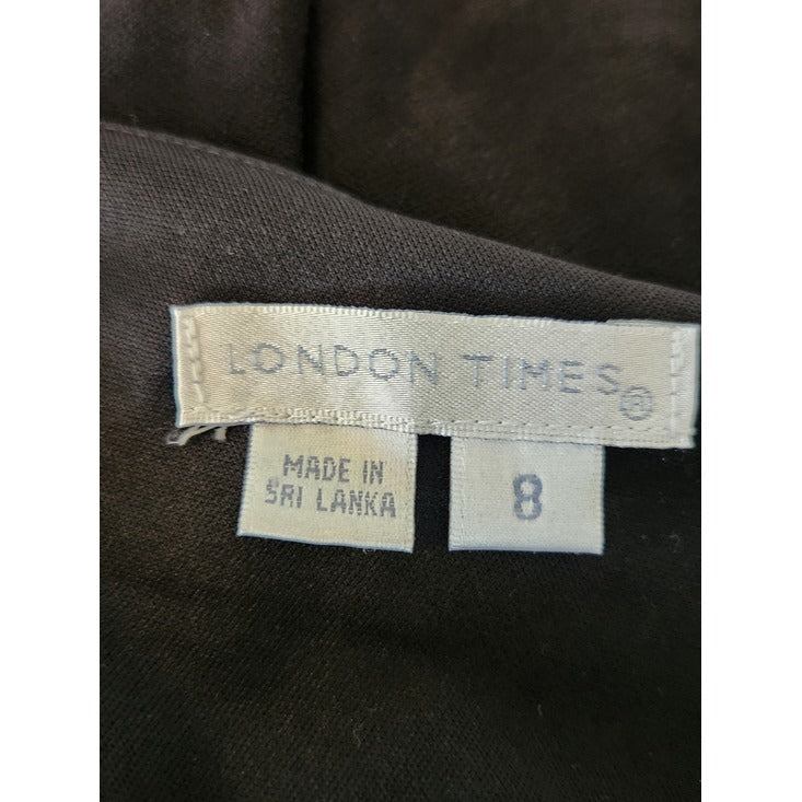 London Times Black One Shoulder Mini Cocktail Dress Size 8