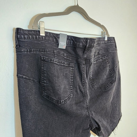 Torrid Black Distressed High Rise Denim Shorts Size 22 NWT