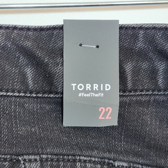 Torrid Black Distressed High Rise Denim Shorts Size 22 NWT