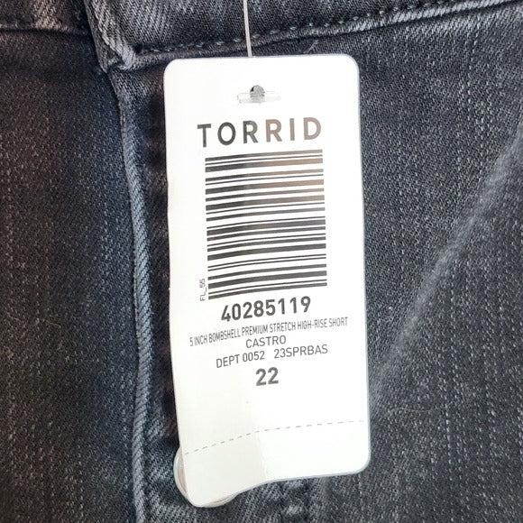 Torrid Black Distressed High Rise Denim Shorts Size 22 NWT