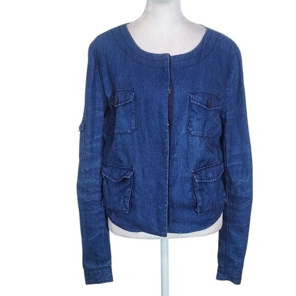 Day Birger et Mikkelsen Blue Chambray Distressed Linen Jacket Size Small 36
