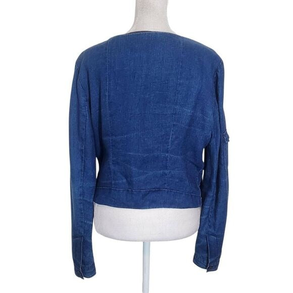 Day Birger et Mikkelsen Blue Chambray Distressed Linen Jacket Size Small 36
