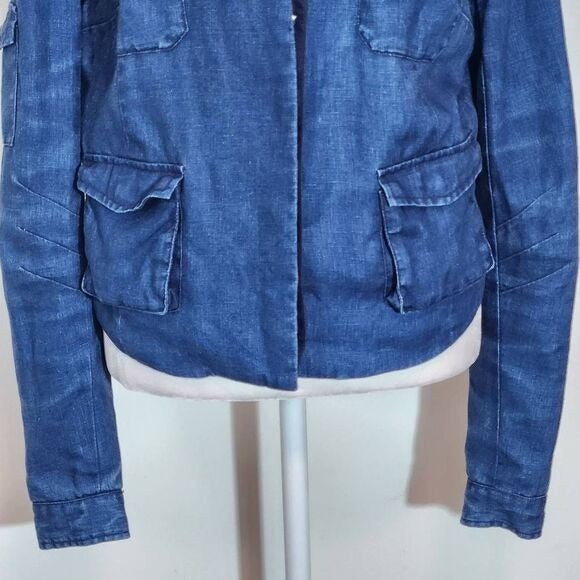 Day Birger et Mikkelsen Blue Chambray Distressed Linen Jacket Size Small 36