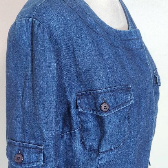Day Birger et Mikkelsen Blue Chambray Distressed Linen Jacket Size Small 36