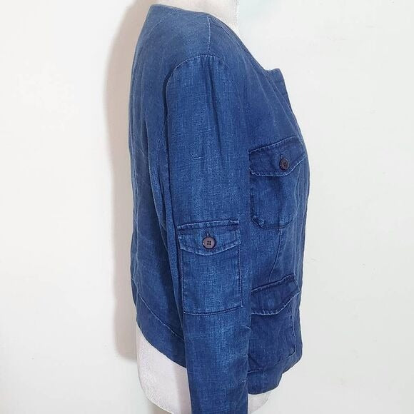 Day Birger et Mikkelsen Blue Chambray Distressed Linen Jacket Size Small 36