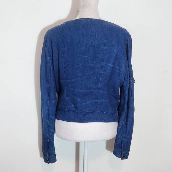 Day Birger et Mikkelsen Blue Chambray Distressed Linen Jacket Size Small 36