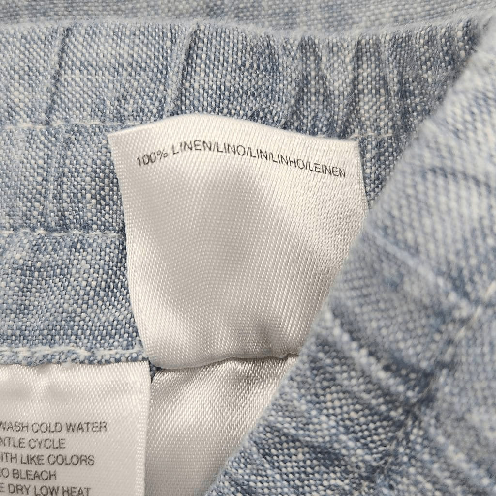 Jones New York Blue Cropped Pull-On Linen Pants Size Large Linen Tapered Pants