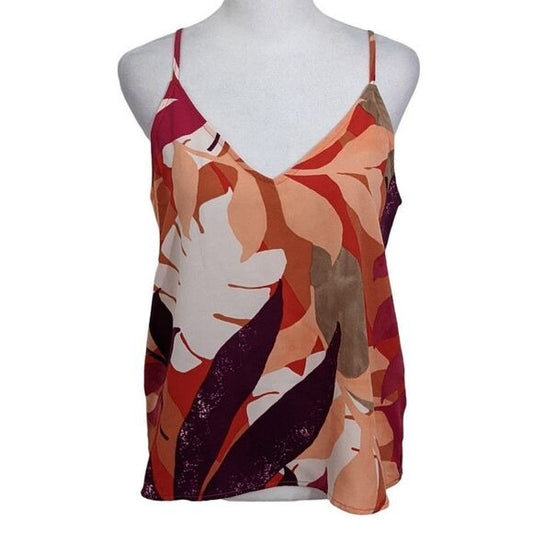 a new day Pink and Orange Floral Tank Top Size XS Colorful Print Cami Top New