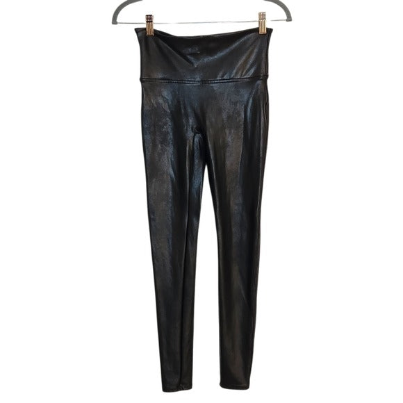 SPANX Black Faux Leather Leggings Size Medium