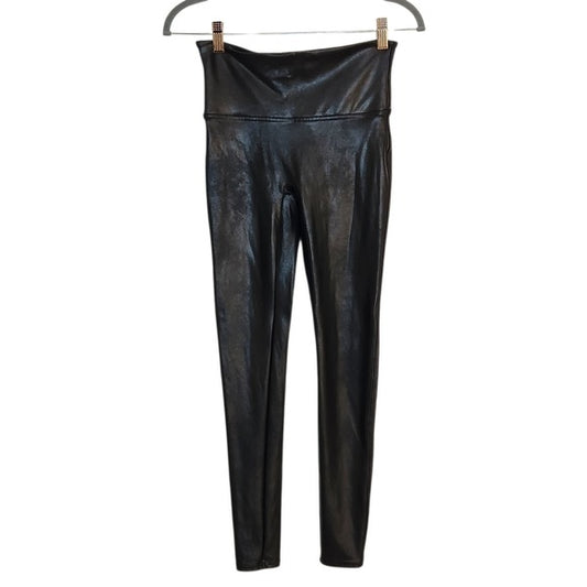 SPANX Black Faux Leather Leggings Size Medium