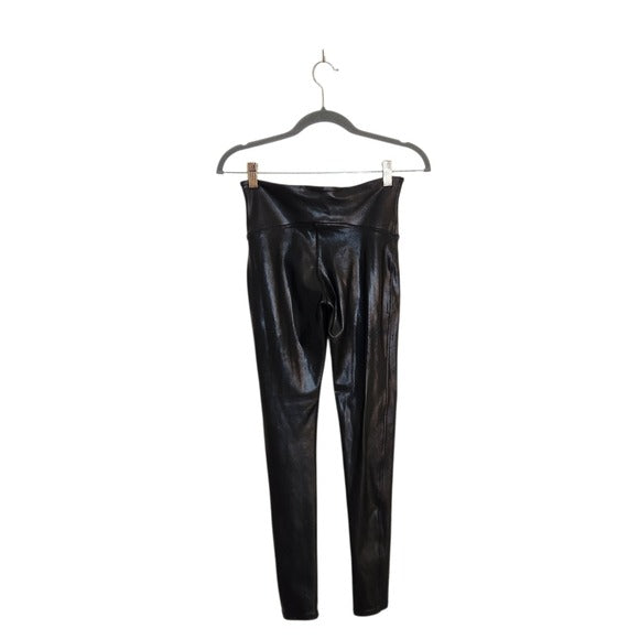 SPANX Black Faux Leather Leggings Size Medium