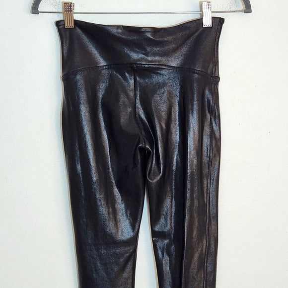 SPANX Black Faux Leather Leggings Size Medium