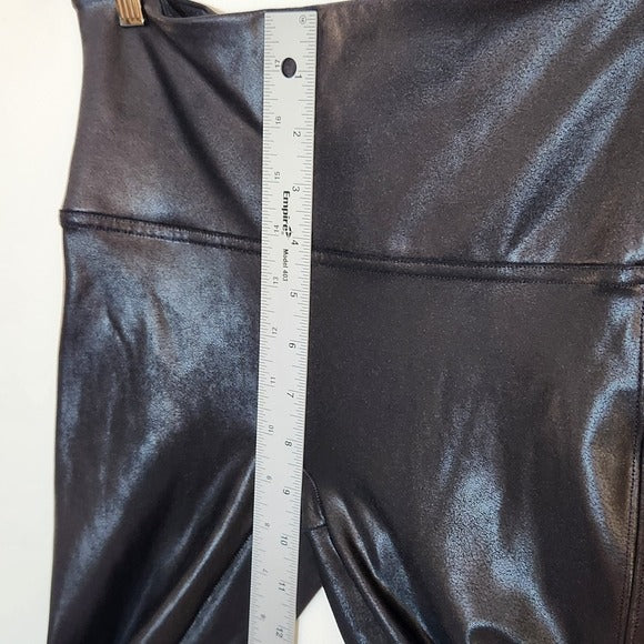 SPANX Black Faux Leather Leggings Size Medium