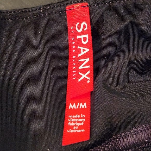 SPANX Black Faux Leather Leggings Size Medium