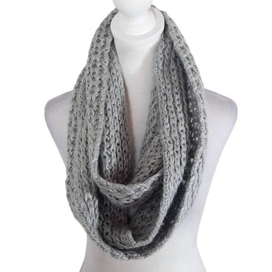 Aeropostale Gray Chunky Knit Scarf One Size Light Gray Knit Infinity Scarf
