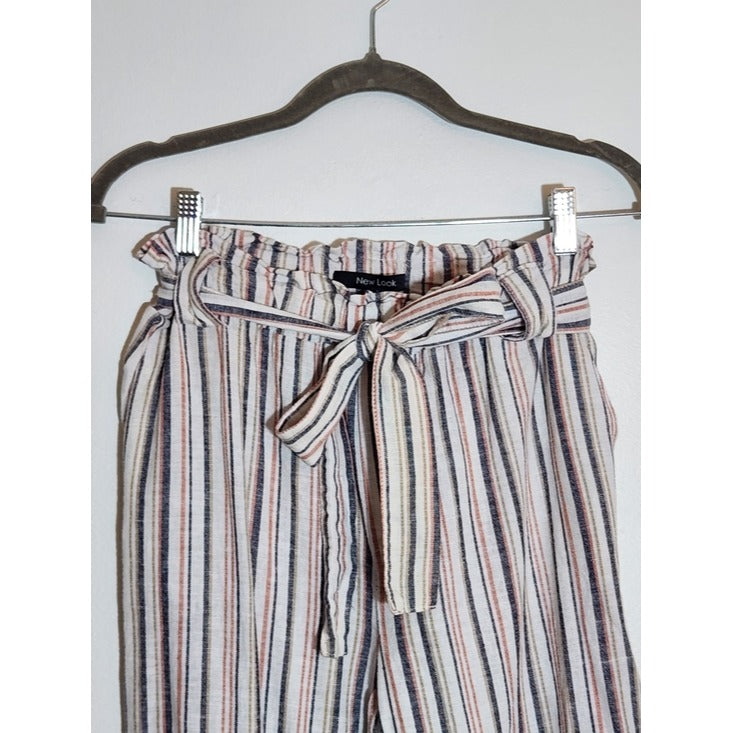 New Look Coastal Boho Tan and Black Stripe Pants Size Small