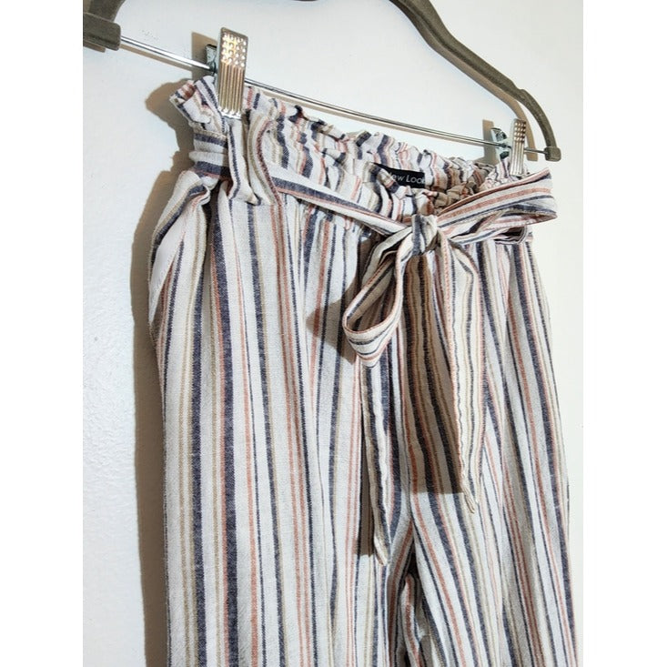 New Look Coastal Boho Tan and Black Stripe Pants Size Small