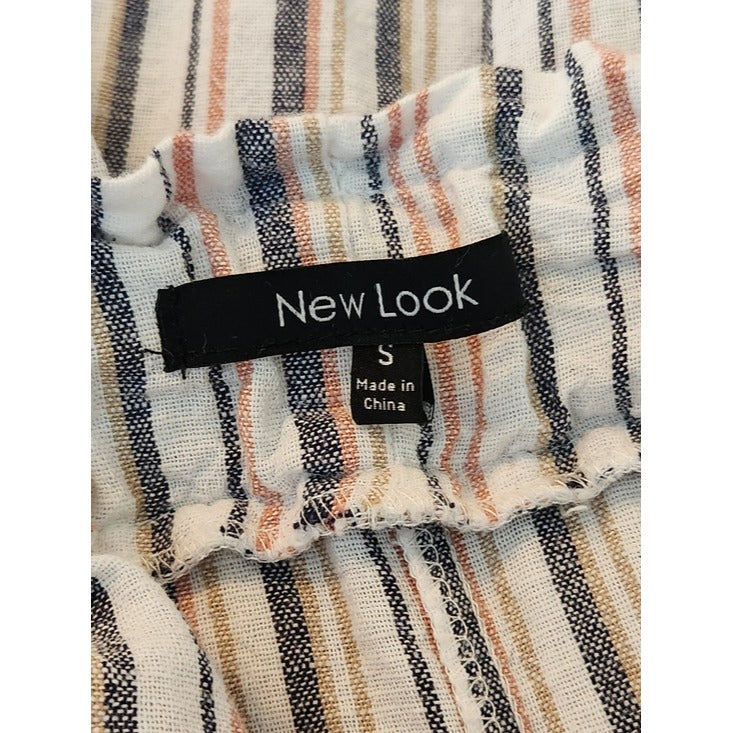 New Look Coastal Boho Tan and Black Stripe Pants Size Small