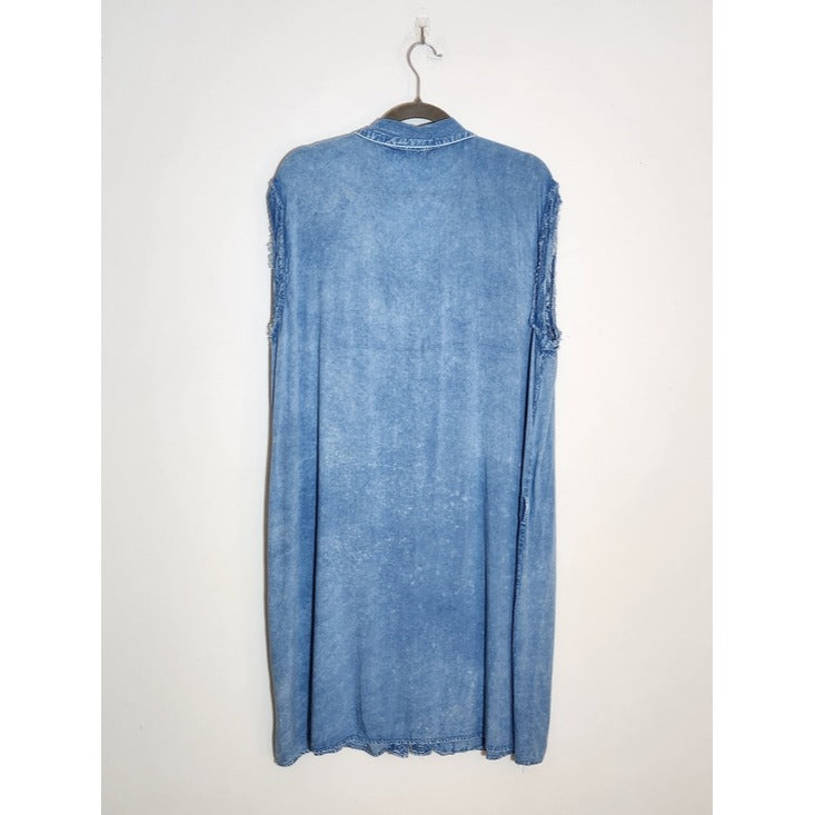 Mlle Gabrielle Light Wash Chambray Button-up Shirt Dress Size 3X