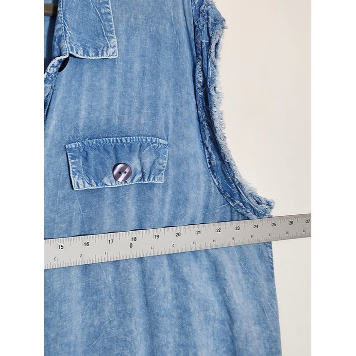 Mlle Gabrielle Light Wash Chambray Button-up Shirt Dress Size 3X