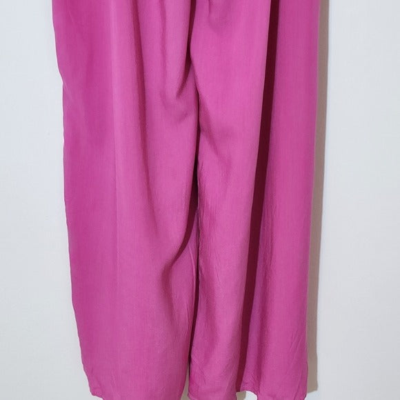 RusstyDussty Boho Pink Wide Leg Jumpsuit with Crochet Details Size XL, New