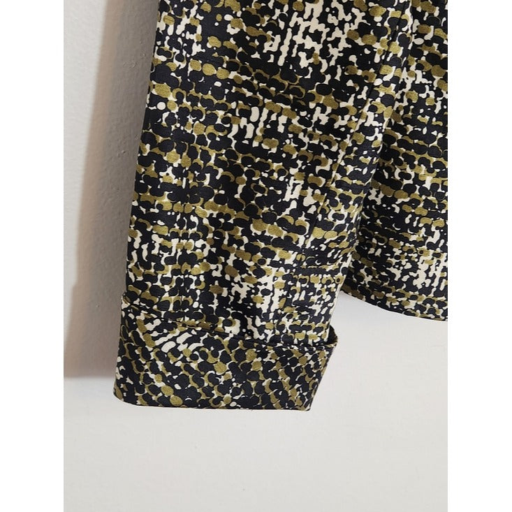 Le Suit Green and Black Print Boxy Blazer Size 12