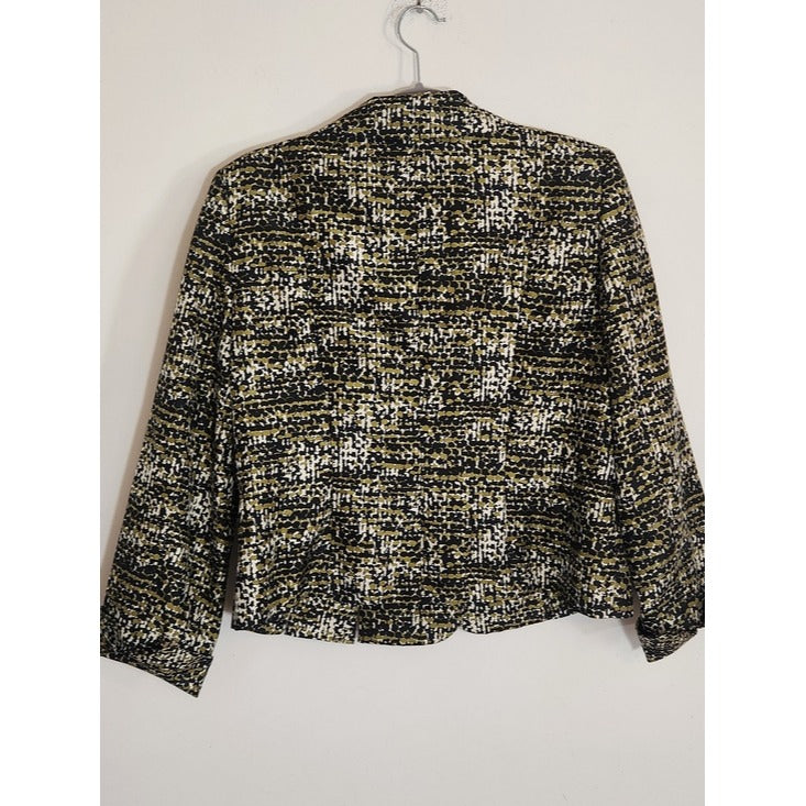 Le Suit Green and Black Print Boxy Blazer Size 12