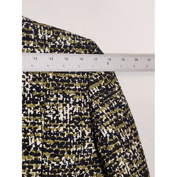 Le Suit Green and Black Print Boxy Blazer Size 12