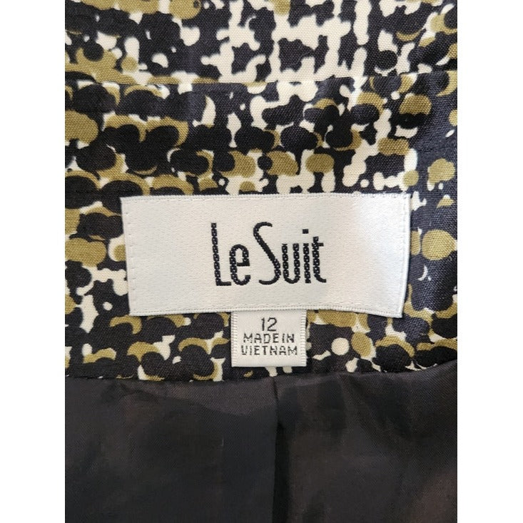 Le Suit Green and Black Print Boxy Blazer Size 12
