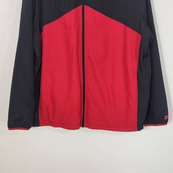 Starter Black Red Zip-Up Jacket Size 2XL Red Black Starter Windbreaker with Hood