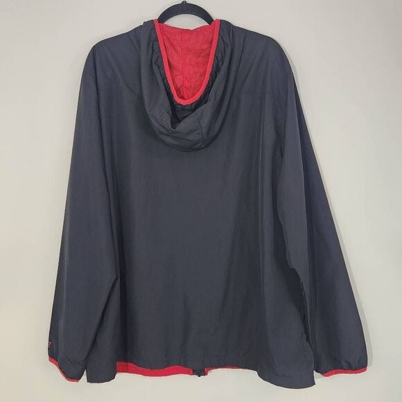 Starter Black Red Zip-Up Jacket Size 2XL Red Black Starter Windbreaker with Hood