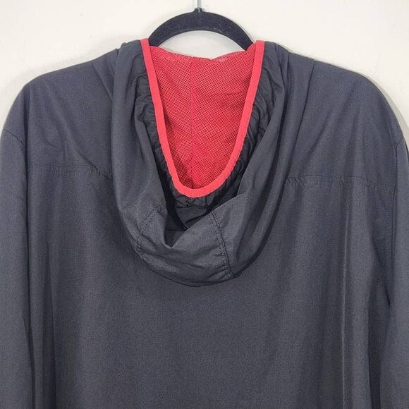 Starter Black Red Zip-Up Jacket Size 2XL Red Black Starter Windbreaker with Hood