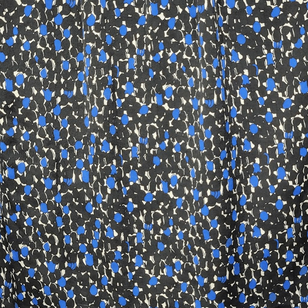 Talbots Blue and Black Sleeveless Blouse Size Small Black and Blue Print Top