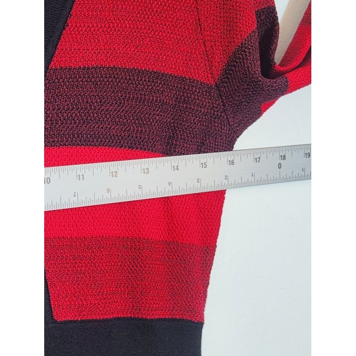 Eve Mendes for New York & Company Red and Black Stripe Bodycon Dress Size Medium