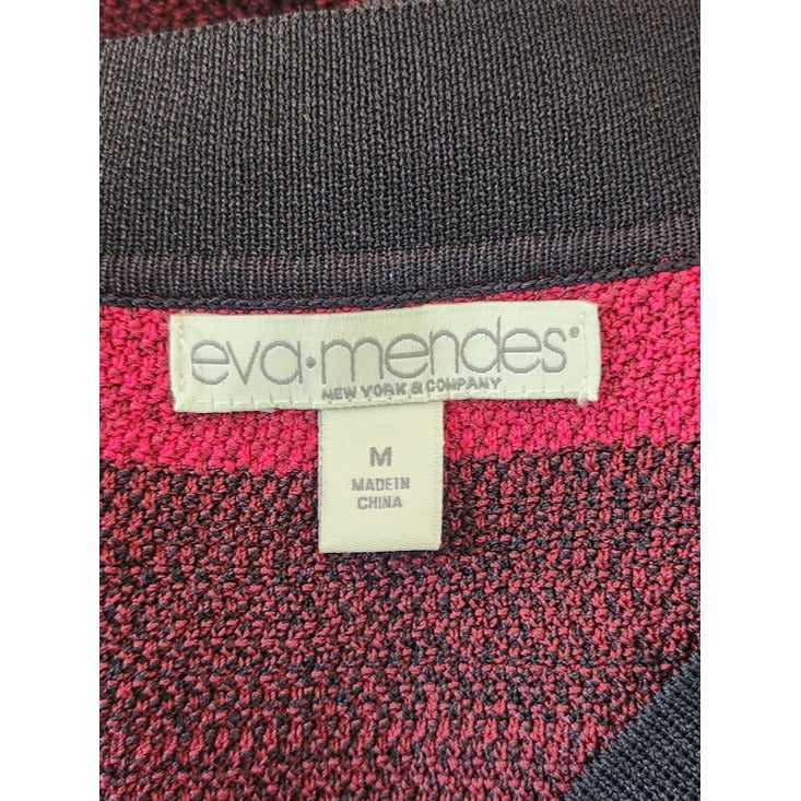 Eve Mendes for New York & Company Red and Black Stripe Bodycon Dress Size Medium