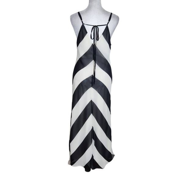 Christopher John Rogers X Target Black Chevron Maxi Slip Dress Size 6