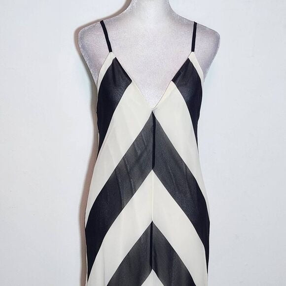 Christopher John Rogers X Target Black Chevron Maxi Slip Dress Size 6