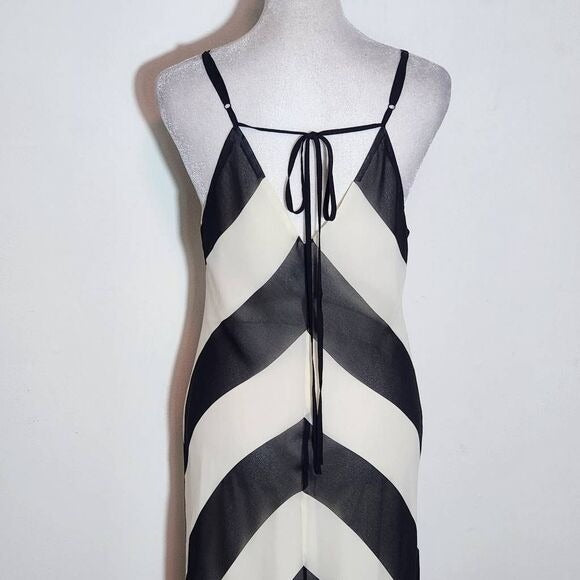Christopher John Rogers X Target Black Chevron Maxi Slip Dress Size 6