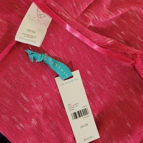 Livi Active Pink Open Front Cardigan NWT Size 26/28 Pink Draped Cardigan