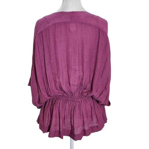 Flawless Womens Purple Blouse with Kimono Styling Size Small