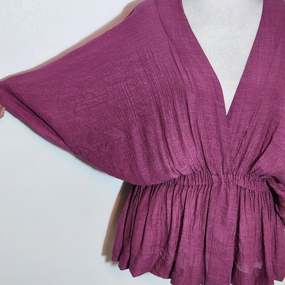 Flawless Womens Purple Blouse with Kimono Styling Size Small