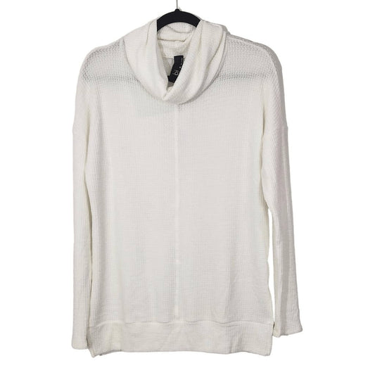 Bobi White Cowl Neck Waffle Knit Top NWT Medium Revolve Thermal Knit Comfy Top