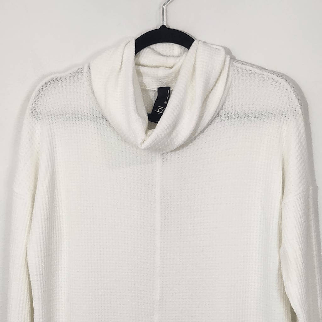 Bobi White Cowl Neck Waffle Knit Top NWT Medium Revolve Thermal Knit Comfy Top
